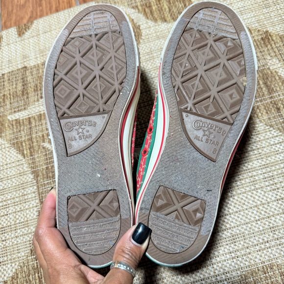 Vintage Converse Chuck Taylor Rare Christmas Holiday Shoes W10 M8 Ribbon design - Picture 7 of 14